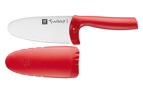 CUCHILLO INFANTIL SET CON PROTECTOR ROJO TWINNY KIDS
