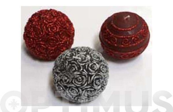 BOLA CERA ROJA ROSAS Ø 8CM