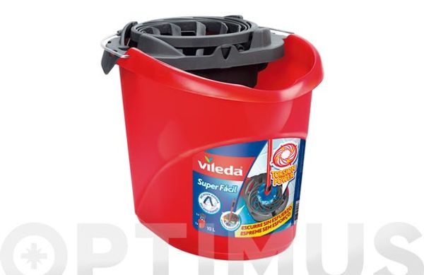 CUBO CON ESCURRIDOR 10 L SUPERFACIL ROJO