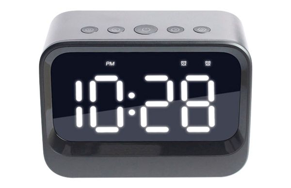 RELOJ DESPERTADOR NEGRO CON BLUETOOHT