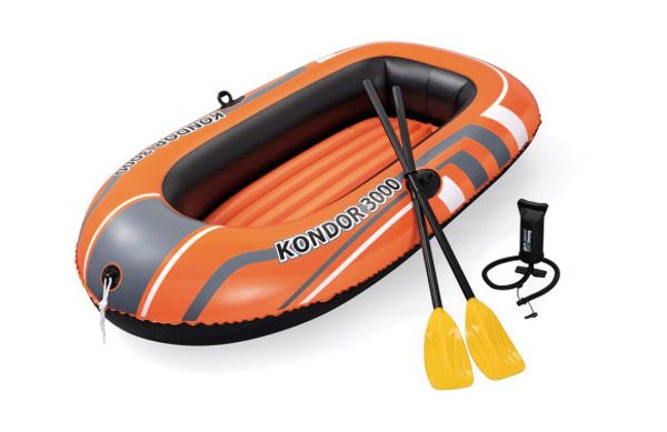 BARCA INFLABLE KONDOR 3000 CON REMOS Y BOMBA DE MANO 232X115 CM