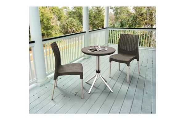 MESA RATAN RESINA Ø 60 CM +2 SILLAS SET CHELSEA ANTRACITA