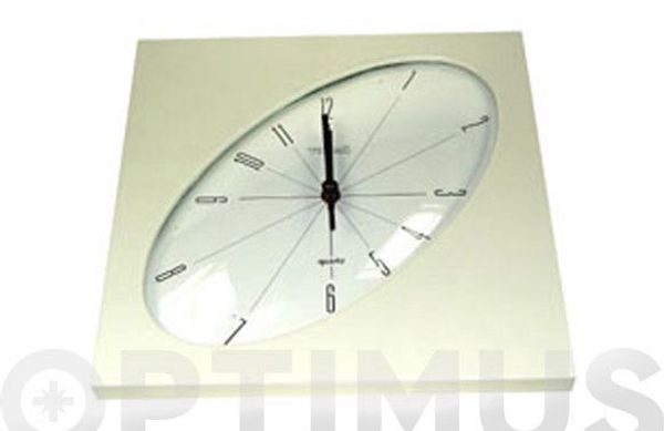 RELOJ COCINA CUADRADO ESFERA OVAL BEIG-27 X 27