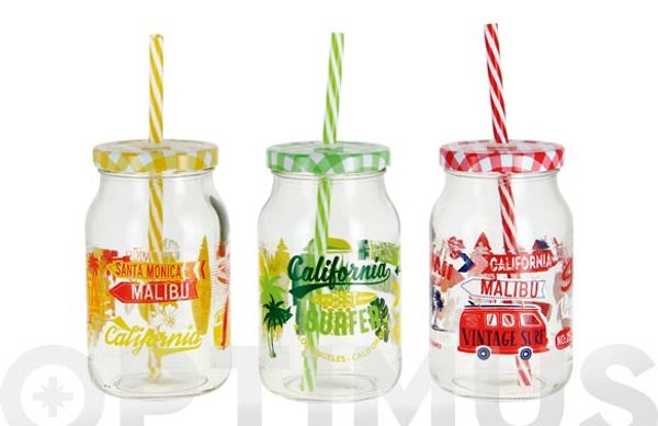 BOTE CON PAJITA (SET 3U) SURFER SURTIDOS 450 ML