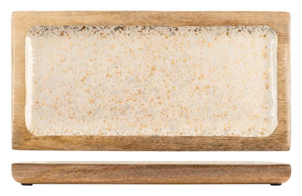 BANDEJA MADERA DECORADA METALDROPS 30 X 15 CM