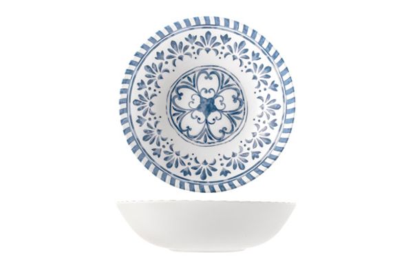 ENSALADERA MELAMINA AZULEJO BLANCO AZUL 28CM