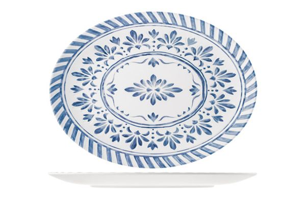 BANDEJA MELAMINA AZULEJO OVAL 35X26CM