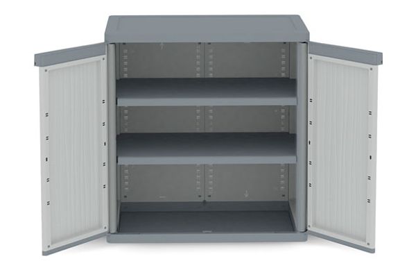 ARMARIO RESINA BAJO XL JUMBO 2 ESTANTES WAVE 94,5 X 89,7 X 53,7 CM GRIS