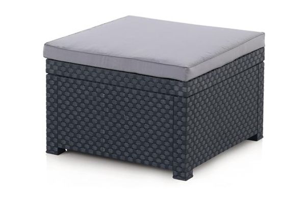 POUF RATAN RESINA DIVA GRAFITO 56X56X39 CM
