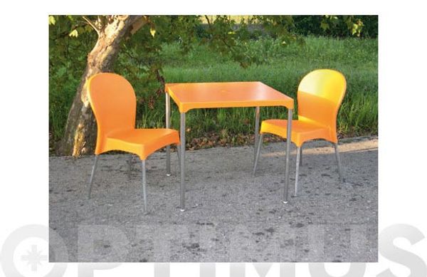 MESA ERMES NARANJA 75 X 75 CM