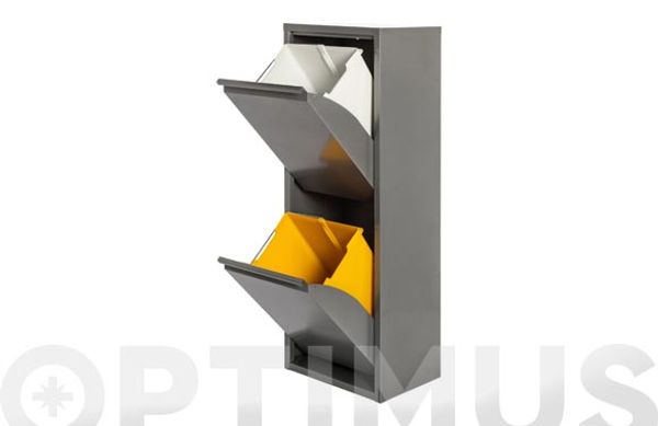 CONTENEDOR BASURA ECOLOGICO METALICO 2 DEPARTAMENTOS GRIS
