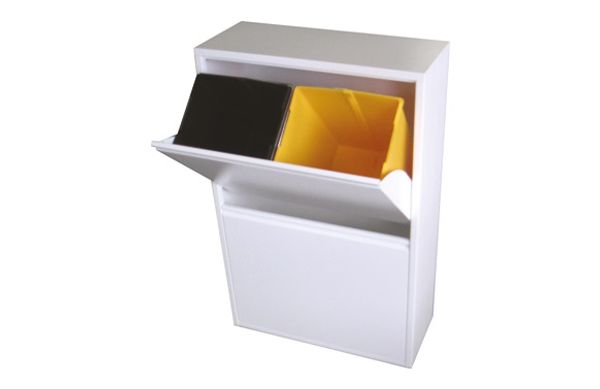 CONTENEDOR BASURA ECOLOGICO METALICO 4 DEPARTAMENTOS BLANCO