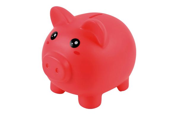 HUCHA PLASTICO CERDITO - ROJO, 18 X 15 CM