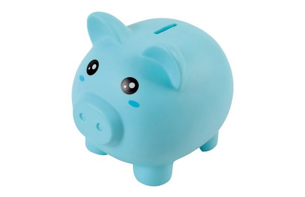 HUCHA PLASTICO CERDITO - AZUL, 18 X 15 CM