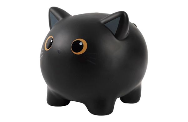 HUCHA PLASTICO GATO - NEGRO, 18 X 15 CM