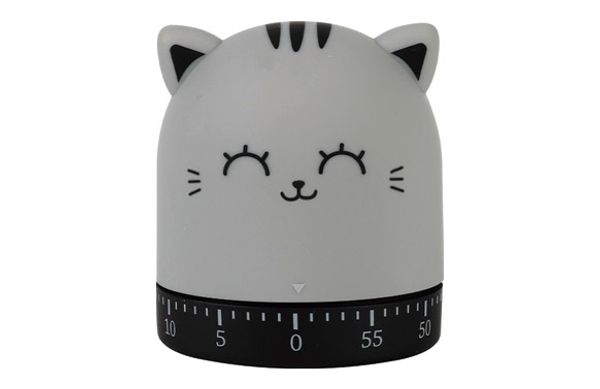 TEMPORIZADOR COCINA GATO - GRIS 6 X 6 X 7 CM