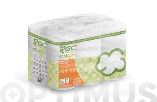 PAPEL HIGIENICO DOMESTICO 22,4 M (12 ROLLOS) 2 CAPAS RECICLADO