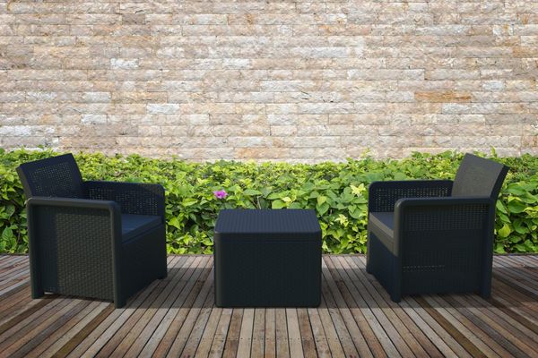 CONJUNTO RATAN RESINA NASSAU TETE A TETE ANTRACITA