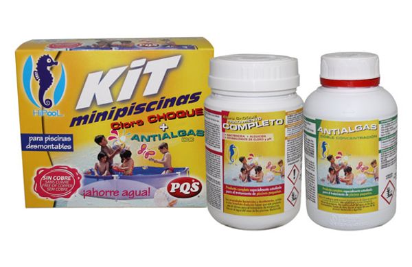 CLORO + ANTIALGAS PARA MINIPISCINA 500GR + 500ML