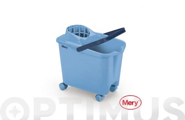 CUBO CON ESCURRIDOR 14 L RUEDAS AZUL