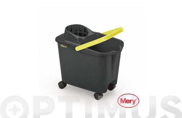 CUBO CON ESCURRIDOR 14 L RUEDAS ANTRACITA