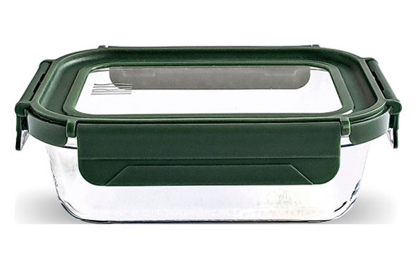 CONTENEDOR VIDRIO RECTANGULAR 640 ML TAPA VIDRIO