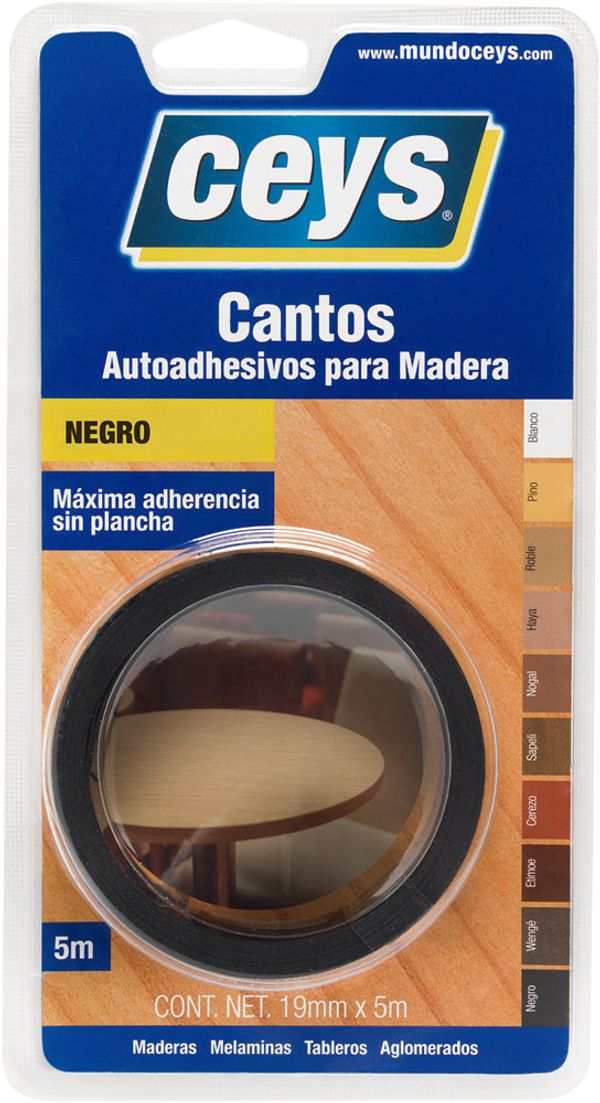 CANTO ADHESIVO PARA MADERA 5 M X 19 MM NEGRO