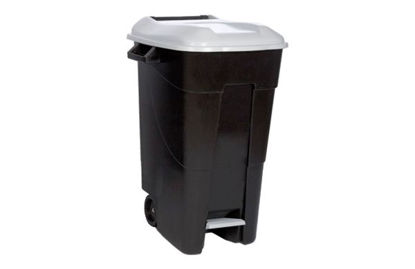 CONTENEDOR NEGRO CON PEDAL 120 L-TAPA GRIS
