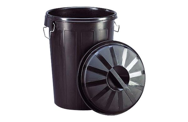 CUBO INDUSTRIAL PLÁSTICO NEGRO CON TAPA 70 L 13260