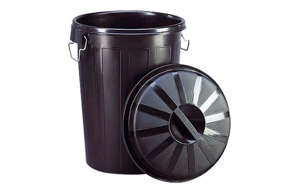 CUBO INDUSTRIAL PLASTICO NEGRO CON TAPA 95 L /23187