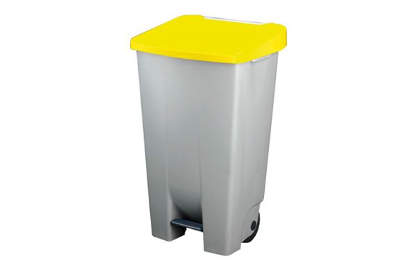 CONTENEDOR SELECTIVO AMARILLO PEDAL Y RUEDAS 120 L