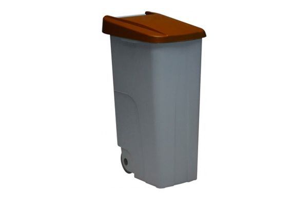 CONTENEDOR BASURA GRIS ECOLOGICO 110 L TAPA MARRON