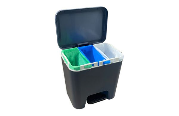 CUBO CON PEDAL ECOLOGICO CON DIVISIONES 45 L ANTRACITA