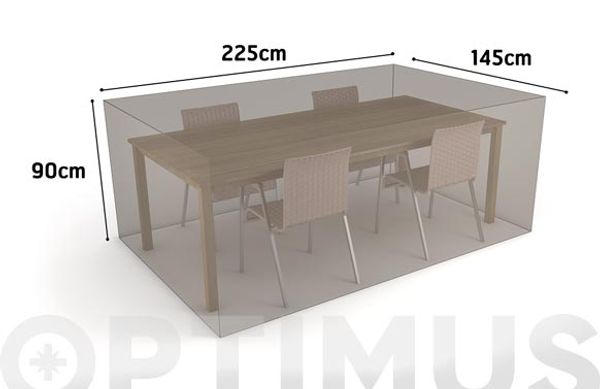 FUNDA MESA RECTANGULAR + 4 SILLAS VISON 225 X 145 X H 90