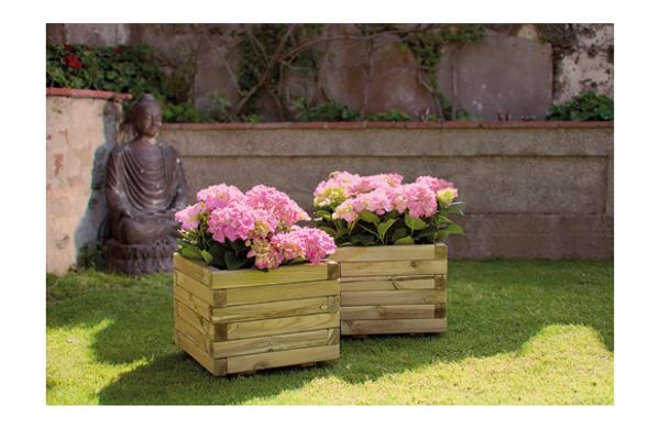 JARDINERA DE MADERA CUADRADA SPIRO + GEOTEXTIL 50 X 50 X 40 CM MARRON OSCURO