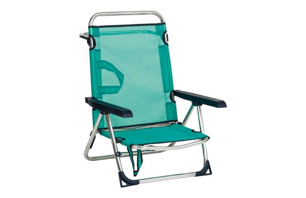 SILLA PLAYA MULTIPOSICION CON ASA PATA TRASERA PLEGABLE ALUMINIO FIBRELINE AZUL