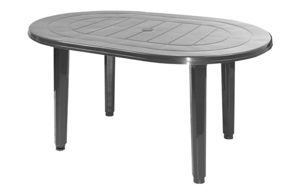 MESA OVALADA RESINA 130 X 90 CM ANTRACITA