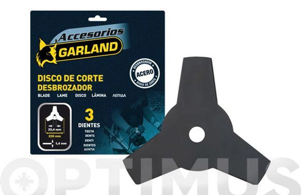 DISCO DESBROZADORA 3 DIENTES Ø 255MM EJE 25,4 MM >30CC - HIERBA RESISTENTE Y MATORRALES