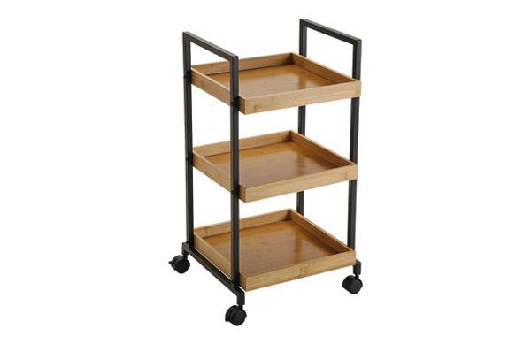 CARRO MULTIUSOS 3 ESTANTERIAS BAMBU 37,5 X 34 X 70 CM