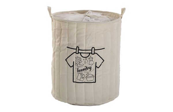 CESTO ROPA DECORADO BLANCO Ø 40 X 54CM