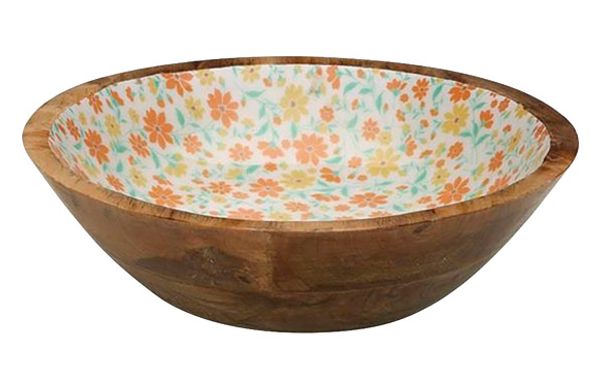 ENSALADERA MADERA DECORADA ESMALTADA CLIVIA 7X24X24CM