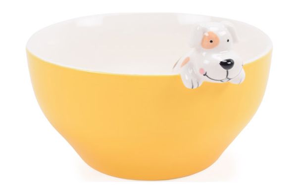 BOL CERAMICA PERRO AMARILLO 0,55L 14X16X9,7CM