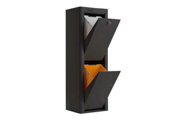 CONTENEDOR BASURA ECOLOGICO METALICO 2 DEPARTAMENTOS NEGRO