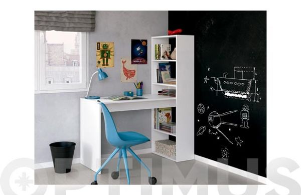 MESA ORDENADOR CON ESTANTERIA DUPLO BLANCO 144 X 120 X 53 CM