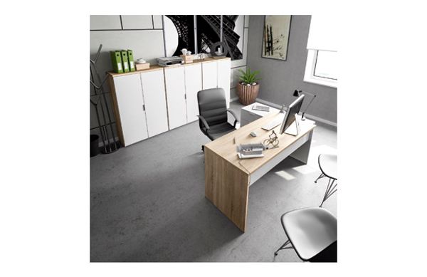 MESA ESCRITORIO C/CAJONERA REVERSIBLE BLANCO/ROBL 145 X 108 X 73 CM