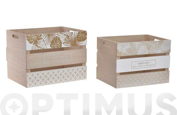 CAJA MADERA (SET 2U) HOJAS BLANCA