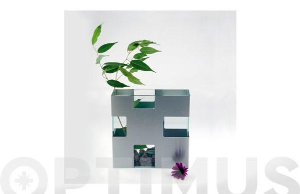 FLORERO VIDRIO-ALUMINIO 10,5 X 10,5 X 28