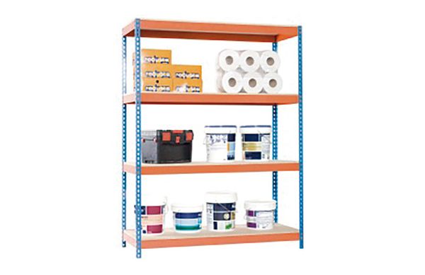 ESTANTERIA METAL 5 ESTANTES MADERA SIN TORNILLOS 200 X 120 X 50 CM AZUL/NARANJA 200KG/EST