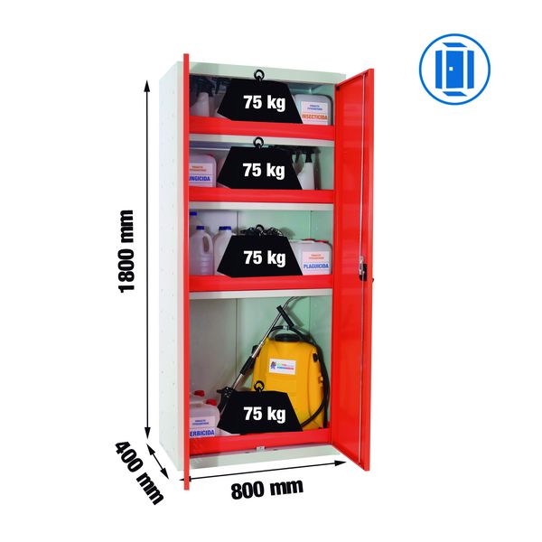 ARMARIO METAL SIMONLOCKER MULTI FITOSANITARIO  180X80X40CM GRIS/NARANJA