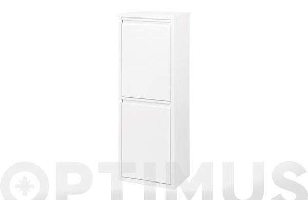 CONTENEDOR BASURA ECOLOGICO METALICO 2 DEPARTAMENTOS BLANCO LACADO